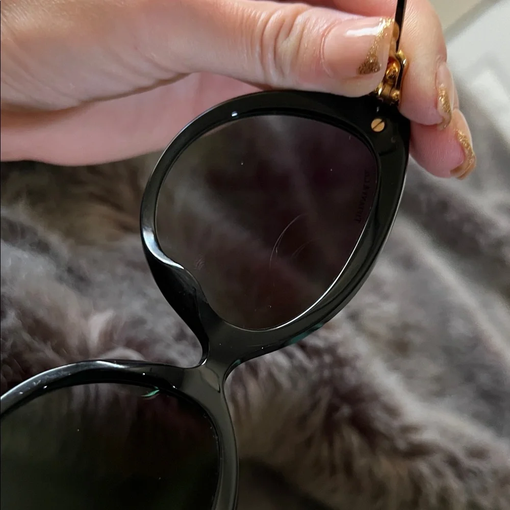 Tiffany & Co. Black Round Sunglasses with Gold Accents - Picture 4 of 4
